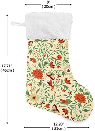 Алаза Божиќни чорапи гроздобер цвеќиња лисја и птици класични персонализирани големи декорации за порибување за семејни сезонски празници Декор