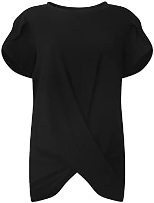 Swrowesi Chrittенски кратка/долга ракав Тркалезна врат -маица предниот пресврт Туника на врвовите на Обични удобни лабави блузи