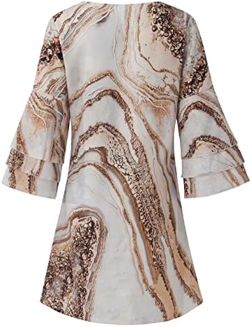 Nokmopo женски фустани кратки ракави моден темперамент Елегантен печатен V-Neck 3/4 ракави мини фустан