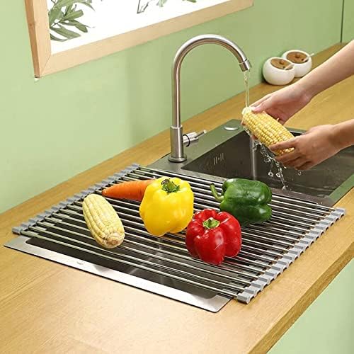 Hcxmdy се тркалаат решетката за сушење на садот над кујната за мијалник, решетката за сушење од не'рѓосувачки челик за мијалник
