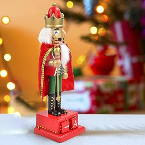 Божиќна наметка украс за орев | Рачно изработени фигури на војник од дрвени оревици на војник | Божиќни украси за украси за празници, 38 см