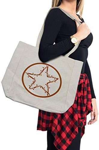 Торба за купување торба за starвезди на Амбесон Тексас, starвезда во стил на бодликава жица во кружен западен тематски монохроматски мотив граници,