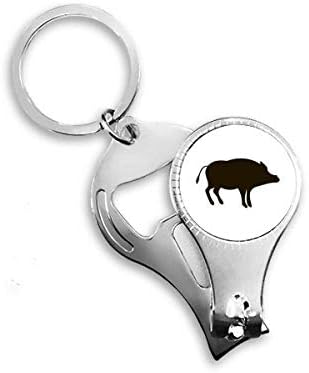 Црна свиња Симпатична животинска портретирање на нокти Nipper прстен клуч за шишиња со шише со шише