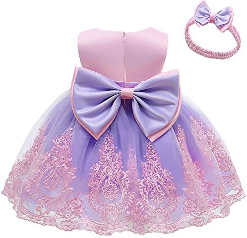 Aimjchld 0-6 години дете бебе девојчиња за пејгли чипка фустани за везови формален фустан со облека за глава