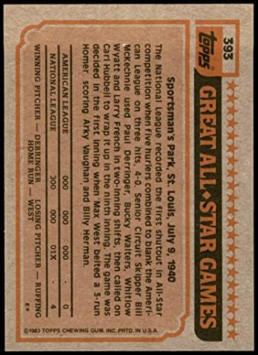 1983 Топпс 393 Ол-стар Карлтон Фиск Чикаго Вајт Сокс nm/Mt White Sox