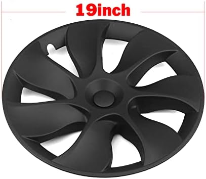 19 Капчиња за капакот на капакот на тркалото Hubcap за моделот Tesla Y 2020-2023 мат црни 4 парчиња