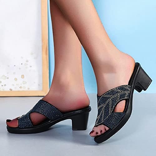 Женски куќи папучи потпетици Дијамантски женски модни буци случајни лежери за лизгање чевли сандали за жени платформата сандали