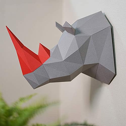 WLL-DP RHINO HEAD 3D рачно изработена хартија занаетчиска хартија скулптура пред-кут хартија играчка DIY оригами молга хартија модел геометриска