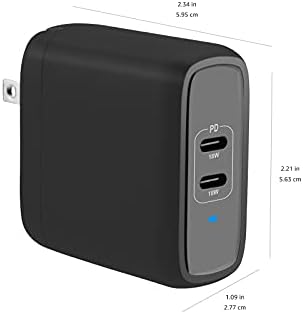 Амазон Основи 36W Две-Порта USB - C Ѕид Полнач СО Испорака На ЕНЕРГИЈА PD за Таблети &засилувач; Телефони-Црна