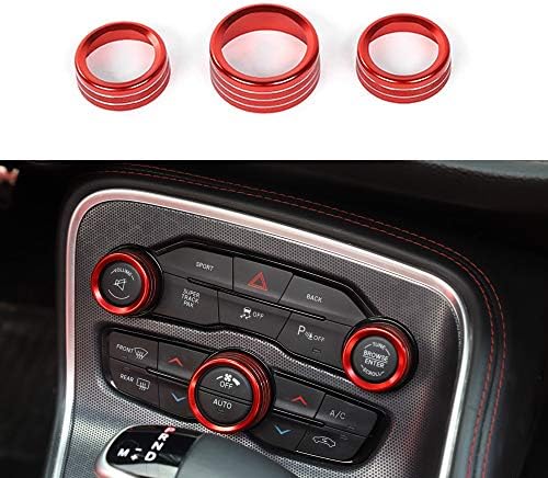 Копче за климатик на Keptrim AC Копчиња за 2015-2021 Dodge Challenger Charger Chrysler 300 300s, за 2013-2018 RAM меморија, црвен
