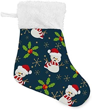 Алаза Божиќни чорапи Снежен човек со Санта Хет Холи бобинки Снегулки Starвезда