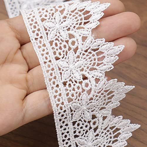 Sewdiytr Venice чипка трим 7 јарди бел гроздобер чипка лента за облик на вез за занаетчиски фустан подарок за завиткување