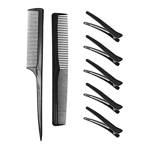 Сихуу Професионален чешел за сечење, чешел за коса, црна чешел за стилизирање на јаглеродни влакна за кадрава, долга, сува, влажна коса сите