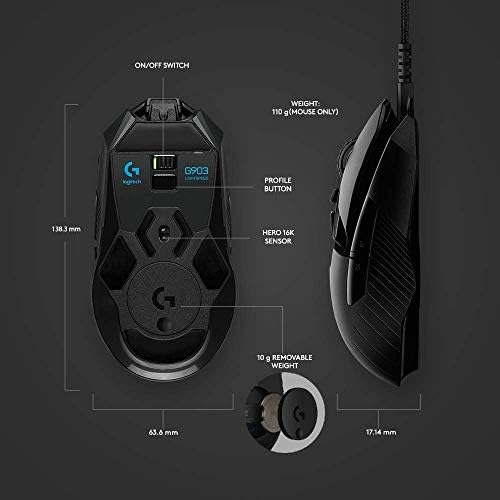Logitech G903 Херој 16k Сензор Lightspeed Безжични Игри Глувчето