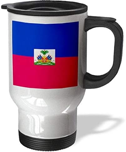 3drose знаме на Хаити -Дарк морнарица сина црвена боја со грб на Хаити -Карибан Светски сувенири за патувања, 14 -унца, не'рѓосувачки