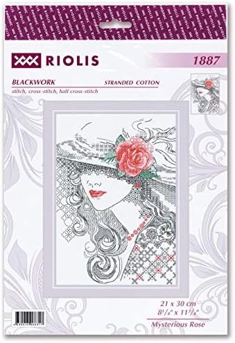 Риолис го брои комплетот за вкрстено бод 8,75 x11,75-мистериозна роза