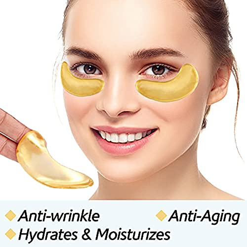 30 пара 24К злато маска за очи, кристален колаген енергичен маска за обнова на гел за анти-стареење, намалување на подуени очи