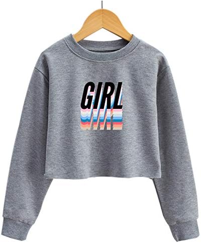 G-amber девојки со долги ракави џемпери за деца со култури, смешни букви модни врвови на пулвер врвови