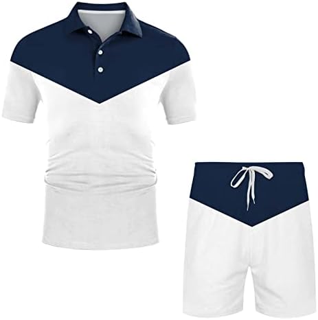 Квашиже машка маица со кратки ракави и шорцеви поставени летни 2 парчиња облека слаби пакет за мажи