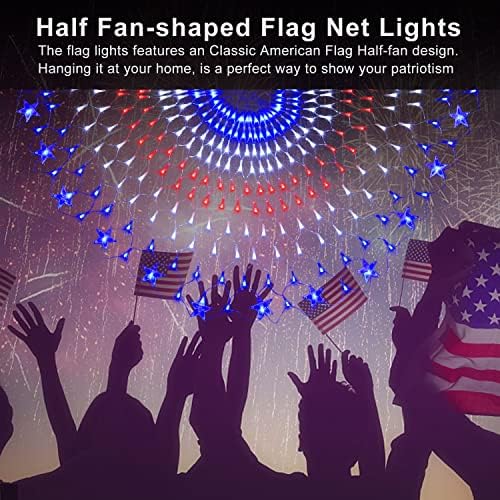 Пухонг на 4 -ти јули Американски светла на знамето, 250 ЛЕР во САД, полу -светла на знамето на фановите, водоотпорни патриотски украси на