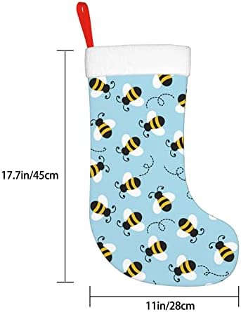 Аугенски Божиќни чорапи со пчела сина двострана камин што виси чорапи