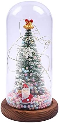 Божиќна стаклена купола Десктоп мини ПВЦ новогодишна елка Дедо Мраз предводена светлосна жица за внатрешна декорација украс