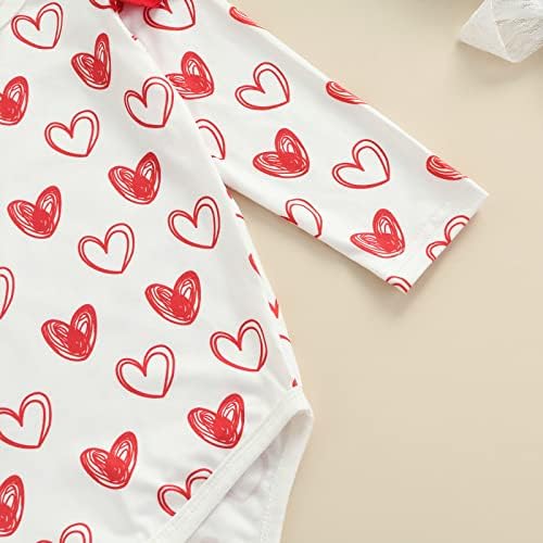 HNYENMCKO новороденче девојче Денот на в Valentубените на Денот на в Valentубените, долги ракави, Ruff Love Heart Heart Heart Print