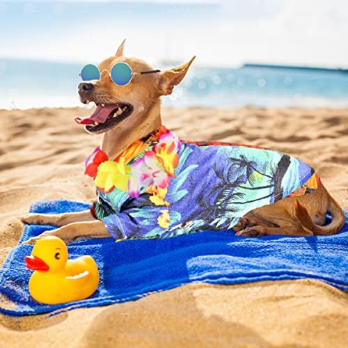 Куче летна облека Дог Хавајска кошула со очила за сонце и шарени кошули за кученца за венци за мали кучиња момче девојче миленичиња маица