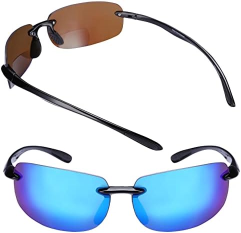 Масовна Визија Инфлуенсерот 2 Пар Спортска Обвивка Поларизирани Бифокални Очила За Сонце За Мажи И Жени - Вклучена Е Тврда Кутија За Носење