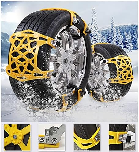 Снежни ланци на автомобил BBGS, 6 парчиња прилагодливи ленти за итни гуми за итни случаи, зимски ланци, безбедносни блокови, синџири