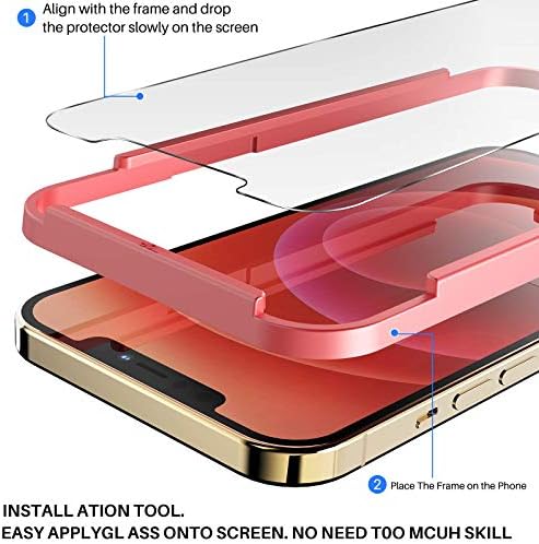 ТОЗО Компатибилен за iPhone 12 Pro Max Заштитник На Екранот 3 Пакет Премиум Калено Стакло 0,26 mm 9H Цврстина 2,5 D Филм Лесно