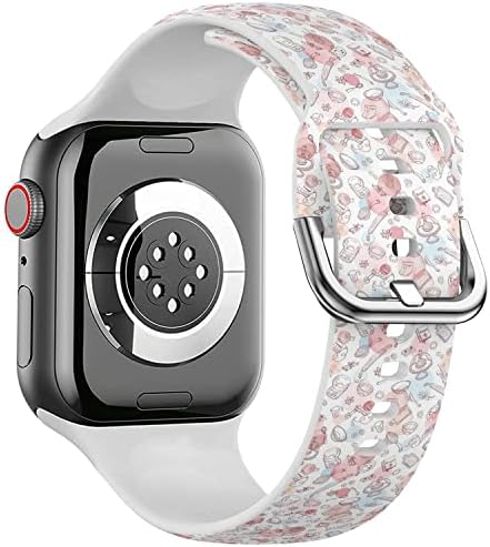 Ikiki-Tech Компатибилен со Apple Watch Band 38mm 40mm 41mm замена Силиконска мека спортска нараквица за iWatch Series 8 7 6 5 4 3 2 1 Ultra