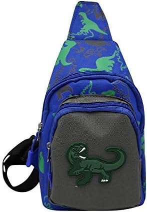 Симпатична мала торба за прашка торба со рамо на градите, цртан филм диносаурус фани пакет со вкрстена торба за патување на отворено пешачење
