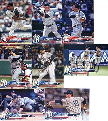 2018 Tepps New York Yankees Team сет од 17 бејзбол картички: Арон Судија, Клинт Фразиер, Луис Северино, Делин Бентанс, Тод Фразиер,