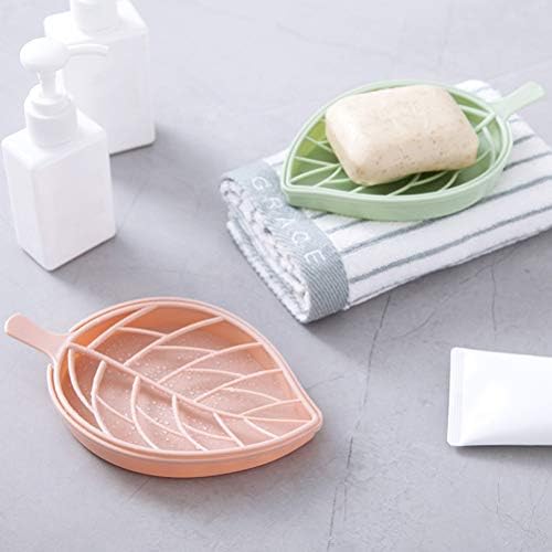 Сапуни со сапун од кабилок 2 парчиња креативни двокреветни лисја од сапун сапун сад сад сад со држач за пластична сапуница за кујна за туширање