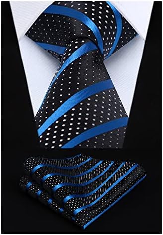 Hisdern Mens врза дополнителна долга вратоврска и џеб плоштад сет 63 инчи XL Tie Collection Collection Collection Box Decktie Lot