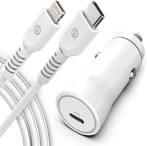 Полнач за автомобили на iPhone Galvanox, компатибилен со iPhone 13/iPhone 14 Брзо полнење USB C на молња кабел и адаптер за