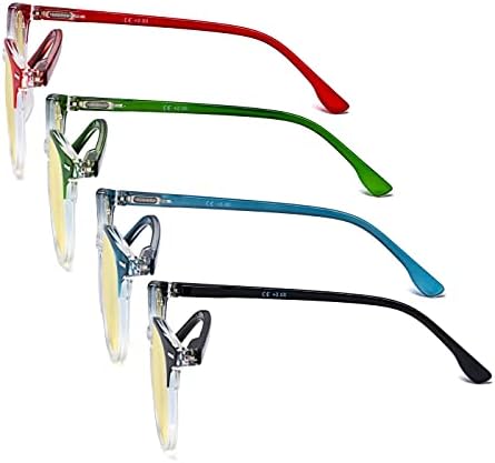 Очила 4-пакет Тркалезни Очила За Читање Сина Светлина Блокирање На Жените,+3.00