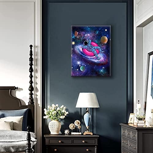 Надворешен вселенски wallиден уметност Смешен простор со вселенски платно wallиден декор Галакси слика и планета starвезда река декор врамени
