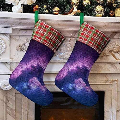 Еднорог Галакси Секвен Божиќ за Божиќни празници Реверзибилни бои Промена на магичен фонд за Божиќно дрво камин виси чорапи