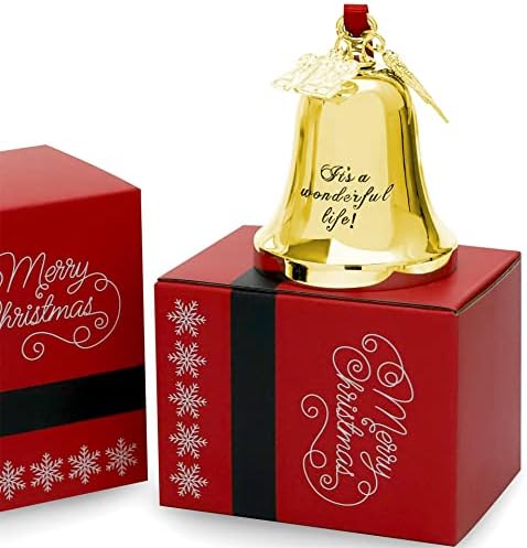 Juppe Golden Тоа е прекрасен живот Божиќни украси за bellвонче, врежана украс за украси на bellвонче со ангелско крило и шарм 2023