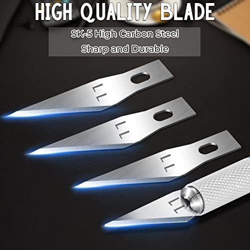 Комплет за хоби со ножеви со ножеви etетмор 72 пакет, со 100 лопати за хоби на пакет, поставени 11 занаетчиски ножеви за занаетчиски