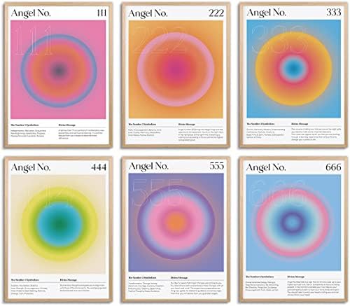 Постери за броеви на Аура Ангел111-222-333-444-555-666 Wallидни уметности HD Canvas отпечатоци, духовна манифестација wallидна уметност, печатење
