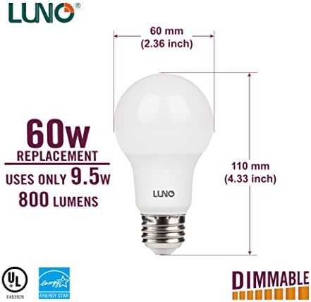 LUNO A21 Затемнета LED Сијалица, 15W, 1600 Лумени, 2700K, Средна База, UL &засилувач; Енергија Ѕвезда