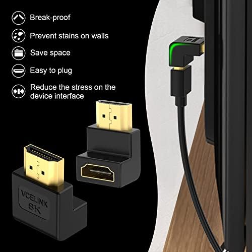 VCELINK 2-Пакет 4K HDMI Спојка Женски На Женски Пакет со 2-Пакет 8K HDMI 90 Степен И 270 Степен Адаптер