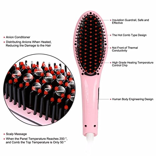 Четка за коса зацрвнувач Професионален салон Керамички коса за испраќање на четка за контрола на температурата на четката Дигитален ЛЦД