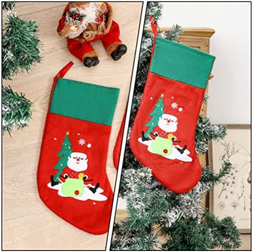 Викаски Санта торбичка за подароци Божиќни чорапи Санта Божиќни чорапи за DIY Божиќни камин виси украси за новогодишни украси за украси