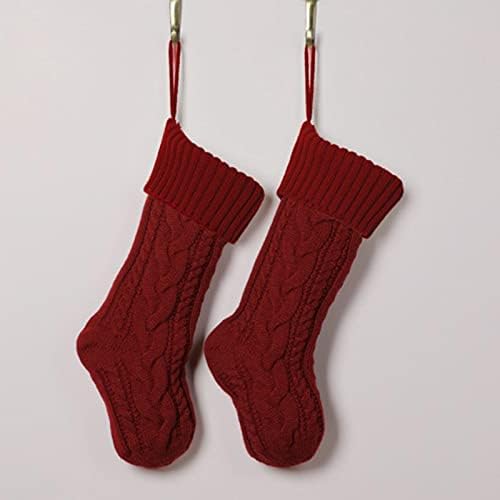 Декорација на чорапи со вреќи Божиќна чорапска чорап подарок за плетење чорапи со чорап, природна дрвена мушка