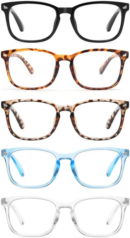 CCVOO 5 Пакет Очила За Читање Блокирање На Сина Светлина, Филтер УВ Зраци/Отсјај Читачи На Компјутери Модни Глупави Очила Жени/Мажи