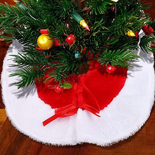 Уратот 15 Мини здолниште за новогодишна елка бело и црвено новогодишно плишано здолниште за украсување на новогодишна елка